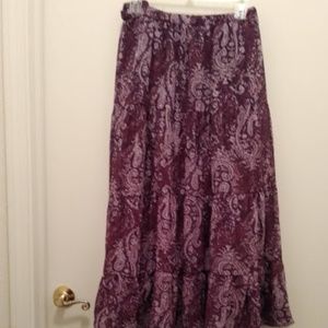 Used White Stag Purple Boho A-line Full Skirt